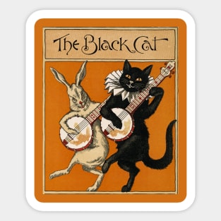 The black cat and a hare playing banjos Sticker